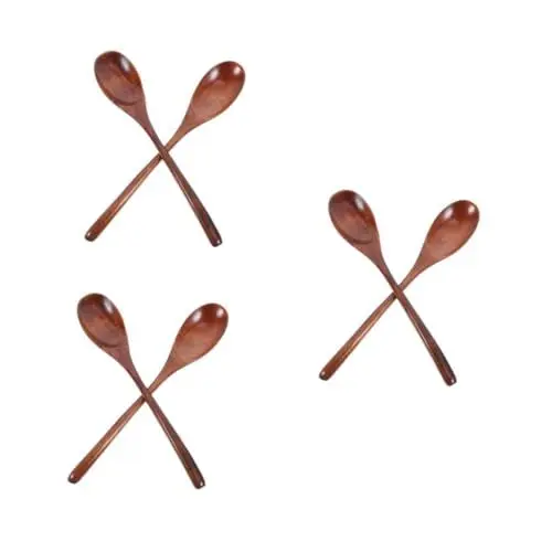 Produktbild: iplusmile 6 Stk Salatrührgabel aus Holz Servierlöffel Holzlöffelset Kochlöffel Salatlöffel Handgefertigte Holzlöffel Teelöffel aus Holz Holzlöffel zum Suppenlöffel aus Holz Brown