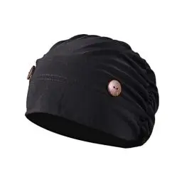 Produktbild: iplusmile Chemotherapie Mütze mit Knöpfen Turbane Mütze Hüte Chemo Mütze Kopfbedeckung Schlafmütze Headwrap Krebs Slouchy Mütze Peeling Mütze Bouffant Hüte für Frauen Schwarz