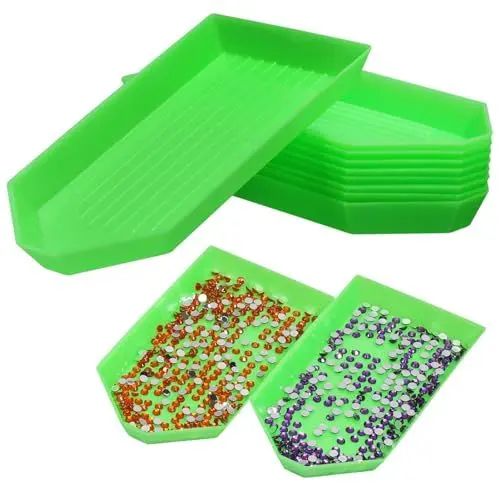 Produktbild: iplusmile Zubehör Tray, 50 Stück Perlensortiertabletts Diamanten Malzubehör Tablett Diamanten Edelsteine ​​Aufbewahrungsplatte Für Nail Art Kreuz Nähzubehör Grün
