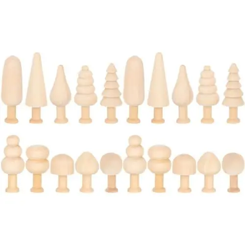 Produktbild: iplusmile Holzbaum Figur zum Bemalen - 20 Stück Unfertiger Holzbaum Leerer Holzbaum - Holzfiguren Dekoration DIY Holzkegel Figuren Mini-Weihnachtsbaum für Weihnachten