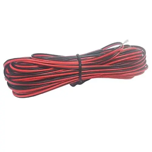 Produktbild: iplusmile 2pin Verlängerungskabel Drahtkabel 20m -Streifen Schwarz Rot PVC - Alterungsbeständiges Säurebeständiges Kabel Verlängerungsstecker