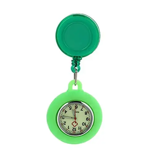 Produktbild: iplusmile Taschenuhr Einziehbar Fluoreszierend Armbanduhr Analogue Quarzuhr Ansteckuhr Brosche Krankenschwesternuhr Pflege FOB- Uhr für Doktor Pfleger Abschluss Grün