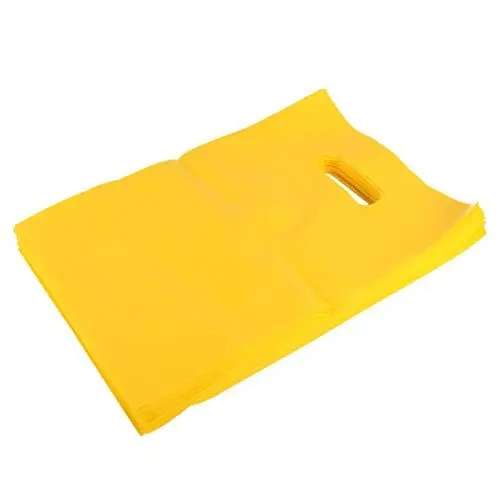 Produktbild: iplusmile Warentaschen mit Griff Plastiktüten Wiederverwendbare Und Haltbare Einkaufstaschen für Geschenke Hemd Shop (100 Stück Gelb)