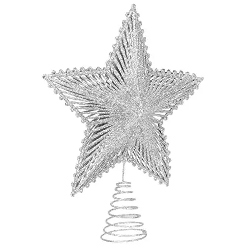 Produktbild: iplusmile Weihnachtsbaumspitze Stern Aus Glitzernde Treetop Deko Für Weihnachten Silberner Christbaumschmuck Für Festliche Anlässe Und Stimmungsvolle Dekoration