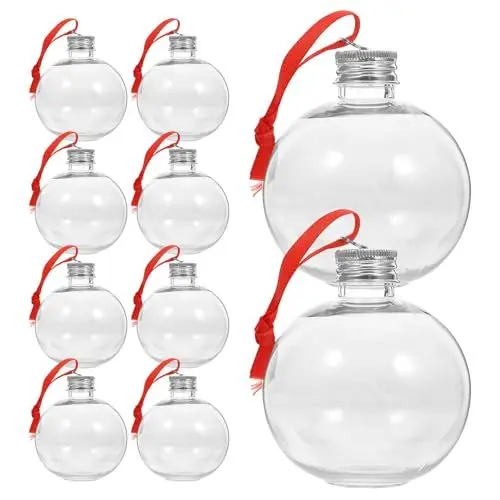 Produktbild: iplusmile Durchsichtige Kunststoffkugeln Ornamente - 10 Stück Durchsichtige Christbaumkugeln - 6cm DIY Befüllbare Weihnachtsschmuckkugeln für Weihnachten