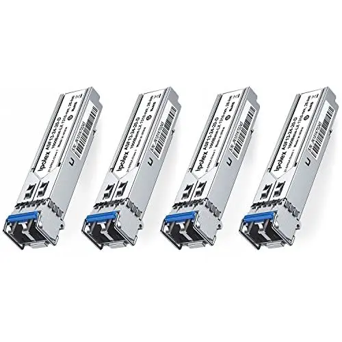 Produktbild: ipolex (4 Stück) 1G SFP Singlemode LC Transceiver, 1000Base-LX Mini GBIC Modul Kompatibel mit Cisco GLC-LH-SMD, Ubiquiti UF-SM-1G, Meraki, TP-Link TL-SM311LS und mehr (SMF, 1310nm, 20 km)