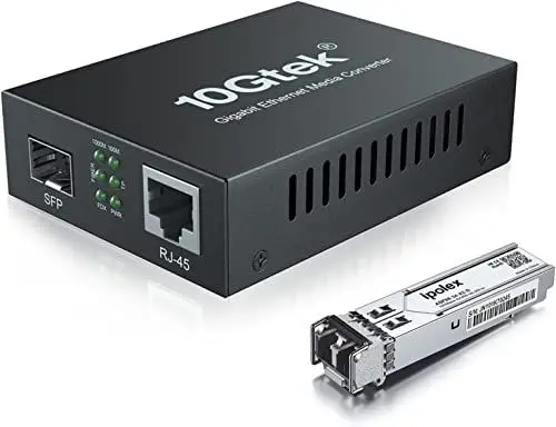 Produktbild: ipolex Gigabit Ethernet Medienkonverter, 1,25G SFP Port Glasfaser Medienkonverter, Multimode LC Medienkonverter mit einem SFP-SX Transceiver Modul (850-nm, 550-m@OM2OM3MMF). 1-Pack.