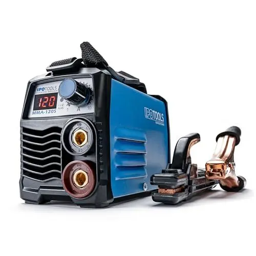 Produktbild: IPOTOOLS MMA-120S Elektroden Schweißgerät 120A - Mini Elektro Inverter Schweissgerät MMA/E-Hand mit LCD Anzeige, Anti-Stick, 230V, 7 Jahre Garantie