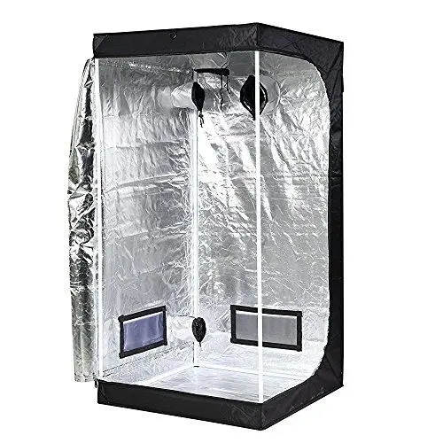Produktbild: iPower Hydroponic wasserfeste Zelt-Werkzeugtasche Growzelt Grow Tent und Bodenablage Licht und Zimmerpflanze Wachsen, schwarz und silber, Wachstumszelt - 80 x 80 x 160 cm