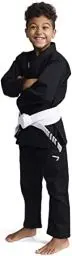 Produktbild: IPPONGEAR Brazilian Jiu Jitsu Kinder/Einsteiger Anzug inkl weißem Gürtel (M1 I Pearl-Weave Material I 350gr/m² Stoffdichte I Reißfest) schwarz