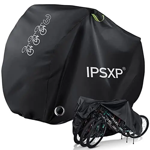 Produktbild: IPSXP Fahrradabdeckung Wasserdicht,Schwergewicht 210D Oxford Abdeckungen Wasserdicht,Fahrradschutzhülle Fahrradträger für 3 Fahrräder,Wasserfest Atmungsaktiv Regenschutz Schutzbezug 208x112x110CM