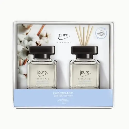 Produktbild: ipuro Essentials Raumduft cotton fields 2x50ml – hochwertiger Lufterfrischer - Raumduft-Set für ein angenehmes Raumklima – umweltfreundliches Design