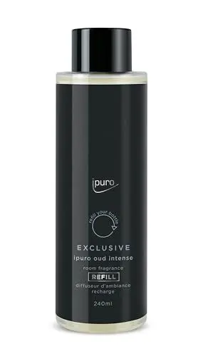 Produktbild: ipuro Exclusive Raumduft Nachfüllflasche Oud Intense 240ml mit erhöhtem Duftölanteil | Raumerfrischer orientalischer Duft | Safran, Weihrauch, Sandelholz | Nachfüller Diffuser | Lufterfrischer Refill