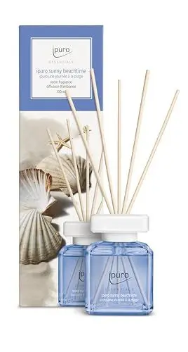 Produktbild: ipuro - Essentials Raumduft Sunny BEACHTIME 100ml | Raumerfrischer mit Grapefruit, Zitrone & weißem Moschus Duft Aroma | Diffuser mit Stäbchen | Lufterfrischer für die Wohnung