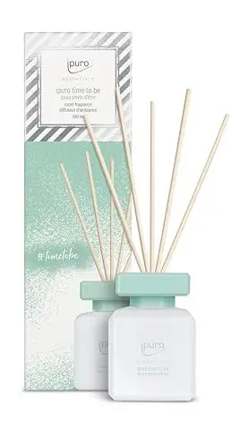 Produktbild: ipuro - Essentials Raumduft TIME TO BE 100ml / Raumerfrischer mit Orange, Zitrone, schwarze Johannisbeere, grüner Apfel, Pfingstrose, Maiglöckchen Duft Aroma/Diffuser mit Stäbchen/Lufterfrischer