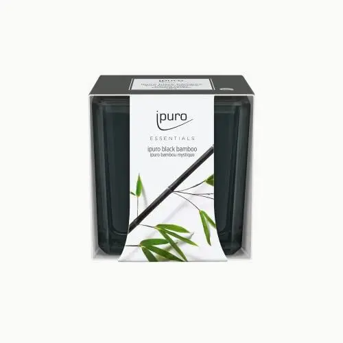 Produktbild: ipuro - dekorative black bamboo Duftkerze - minimalistische & puristische Duftkerzen im Glas - intensive mit grünen holzigen Noten - stilvolle Kerze 125 g, Klar