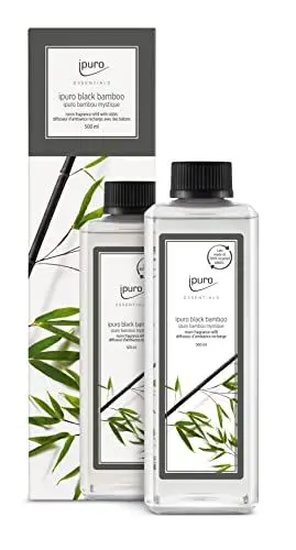 Produktbild: ipuro - Essentials Nachfüller Black Bamboo Raumduft - Refill Raumerfrischer mit Jasmin, Zitrone, Apfel, & Holzige Amber-Moschus Note Duft Aroma - Diffuser Lufterfrischer Nachfüllflasche 500ml