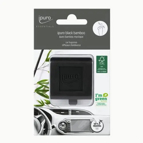 Produktbild: ipuro - erfrischender ipuro black bamboo Auto Duft - dezenter Lufterfrischer fürs Auto mit grünen & holzigen Noten - angenehmer Auto Lufterfrischer für ein puristisches Dufterlebnis bis zu 3 Monate