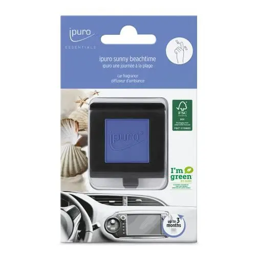 Produktbild: ipuro - erfrischender ipuro sunny beachtime Auto Duft - dezenter Lufterfrischer fürs Auto mit spritzig frischen Noten - angenehmer Auto Lufterfrischer für ein puristisches Dufterlebnis bis zu 3 Monate