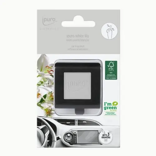 Produktbild: ipuro - erfrischender white lily Auto Duft - dezenter mit blumig zarten Noten - angenehmer für ein puristisches Dufterlebnis bis zu 3 Monate