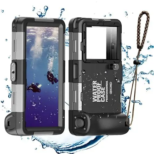 Produktbild: IPX8 Wasserdichte Handyhülle zum Schwimmen unter Wasser Hülle Universal Smartphone Tauchen Abdeckung für iPhone 15 13 14 11 Samsung S23 S21 Huawei Google OnePlus Xiaomi Redmi LG (2.Generation Schwarz)