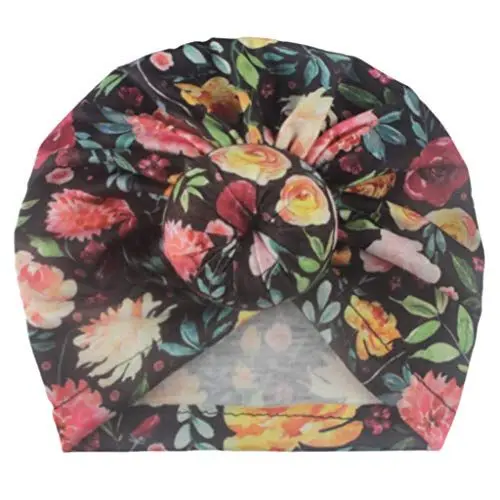 Produktbild: IQYU Halsband Kopfbedeckung Kinder-Accessoires Haarbügel Blumen Kinder verknüpfte Junge Mütze Baby Schal Mädchen (Black, One Size)