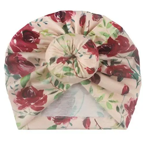 Produktbild: IQYU Halsband Kopfbedeckung Kinder-Accessoires Haarbügel Blumen Kinder verknüpfte Junge Mütze Baby Schal Mädchen (Red, One Size)