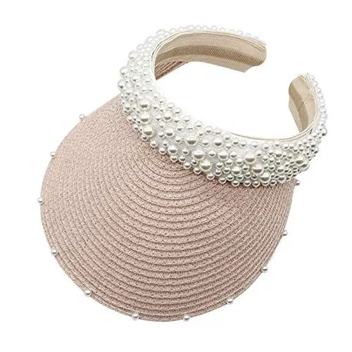 Produktbild: QINQNC Herren Größenverstellung Baseballkappe Damen Haarpin Perlen Sonnenschutzmütze Sunhat Hollow Headband Frauen Sonnenschutzmittel gewebte Baseballmützen Herren Und Damen Bequemer (Pink, One Size)