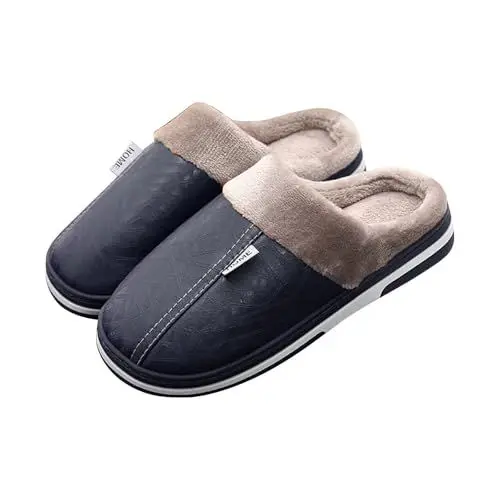 Produktbild: IQYU Snowboard Schuhe Damen 41 Halloween Weihnachtspantoffeln Urlaubspantoffeln Hausschuhe Home Slipper für Frauen Flauschige Hausschuhe für drinnen und draußen Schwarze Damen Schuhe (Navy, 44)
