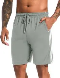 Produktbild: Irdcomps Herren Sport Shorts Kurze Sporthose Schnelltrocknende Kurze Hose Sommer Basketball Gym Running Shorts mit Taschen,Hellgrau,S