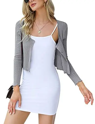 Produktbild: Irevial Damen Irevial Strickjacke Langarm Cardigan Bolero Damen Kurze, A-grau, M EU