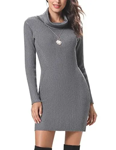 Produktbild: Irevial Damen Strickkleid Pulloverkleid Elegant Winterkleider Modisches Pulloverkleid Midikleid für Freizeit Cocktail