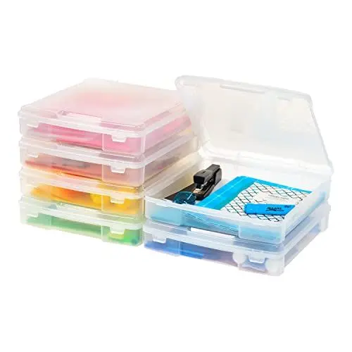Produktbild: Iris Ohyama, Tragbare Aufbewahrungsbox mit Deckel flach, Schreibtisch Organizer, Transparent, 10L, 6er-Set, Dokumenten Aufbewahrung, Dokumenten Organizer, Für Dokumentenbox, BPA Frei, SBC-350