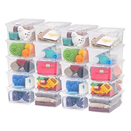 Produktbild: Iris Ohyama Vielseitige Aufbewahrungsboxen, 5L, 20er-Set, Transparent, Deckel leicht schließbar, Stapelbar, Für Schrank, Regale, Klassenzimmer, Organisation, Spielzeug, Kunstbedarf, Schuhe, CNL-5