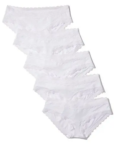 Produktbild: Iris & Lilly Damen Hipster-Unterwäsche Baumwolle und Spitze, 5er-Pack, Weiß, 38
