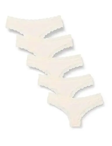 Produktbild: Iris & Lilly Damen Tanga-Unterwäsche Baumwolle und Spitze, 5er-Pack, Blassrosa, 36