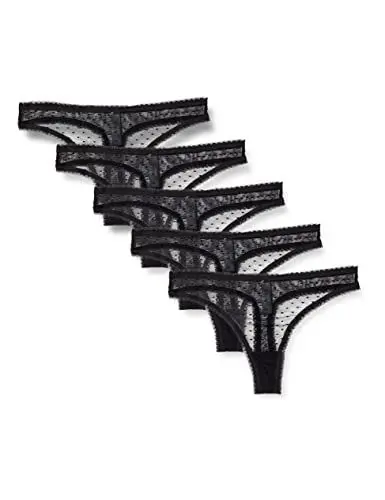 Produktbild: Iris & Lilly Damen Tanga-Unterwäsche Netz, 5er-Pack, Schwarz, 38