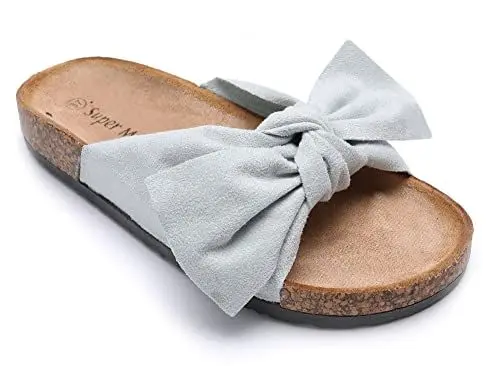 Produktbild: irisaa Bunte Pantoletten Sandalen mit Schleifen oder Blumen zum Sommer, 2019 Patoletten Farbe (1):Hell Blau, Schuhgröße 36-41:38