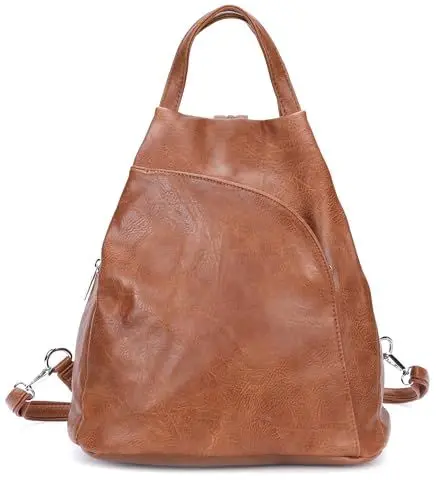 Produktbild: irisaa Damen Rucksack Daypack Tasche Umhänge Tasche Schulrucksack Schultertasche für Frauen und Mädchen, Damen Tasche:weich-braun