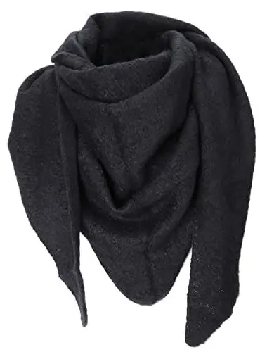 Produktbild: irisaa Damen Schal XXL, weiche flauschige dreieckstuch, Deckenschal Herbst Winter Dreieck Halstuch für Frauen und Mädchen, Lang Kuschelig 190 * 80cm, Schal Farben 2020:Schwarz