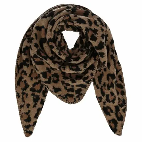 Produktbild: irisaa Schal Damen Leopard, weiche flauschige Deckenschal mit Leo Muster, dreieckstuch Winter Halstuch für Frauen Mädchen, Lang Kuschelig 190 * 80cm, Schal Farben 2020:Braun
