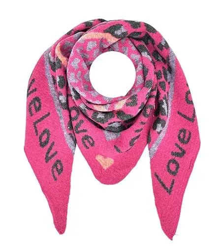 Produktbild: irisaa Schal Damen dreieck, weich Strickschal mit Herz LOVE Muster, dreieckstuch Winter Halstuch für Frauen Mädchen, Lang Kuschelig 180 * 50cm, Schal Farben 2020:Rosa