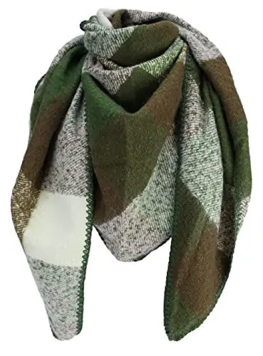 Produktbild: irisaa Schal Damen dreieck, weiche flauschige Deckenschal mit Leopard Karomuster, dreieckstuch Winter Halstuch für Frauen Mädchen, Lang Kuschelig 190 * 80cm, Schal Farben 2020:Weiß Grün