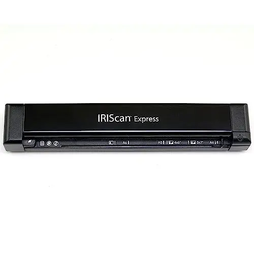 Produktbild: IRIScan Express Mobile Scanner-dokumentenscanner A4 8PPM -v4: PDF-Editor, Simplex, USB-betrieben, Scan zu Word, PDF, XLS, Visitenkarten zu Outlook, Foto Scanner, Quittungsscanner Win