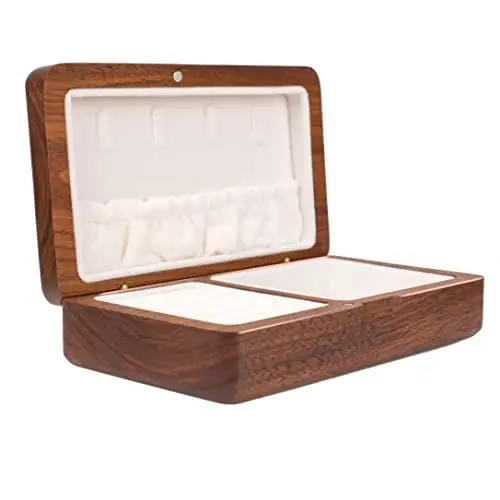 Produktbild: IRIVER BLANK Schmuckkästchen für Damen, Retro, Reisen, tragbar, Mini, schlicht, Massivholz, Holz, kleine Schmuckaufbewahrung, Aufbewahrungsbox (Walnuss)