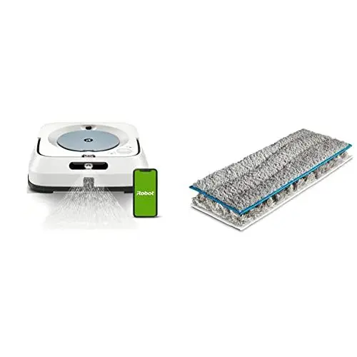 Produktbild: iRobot Braava Jet m6 App-steuerbarer Wischroboter mit Präzisions-Sprühstrahl, Nasswischen und Trockenfegen & waschbare Tücher für die Serie Braava Jet m (1 Nass- und 1 Trockenwischtuch) Grau 20x8 cm