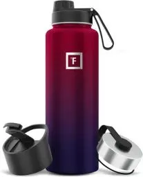 Produktbild: IRON °FLASK Edelstahl Trinkflasche mit Ausgussdeckel - 1.2L 3 Deckel - Auslaufsicher Thermosflasche - Metall Wasserflasche Doppelwandig Isoliert BPA-freie fur Sport Schule Fitness Camping