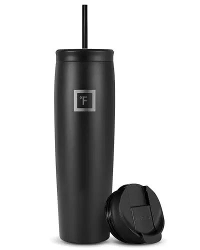 Produktbild: IRON °FLASK Nomad Tumbler - 825 ml, 2 Deckel (Strohhalm/Flip), vakuumisolierte Edelstahlflasche, doppelwandig, Thermo-Kaffee-Reisebecher, Wasserflasche aus Metall