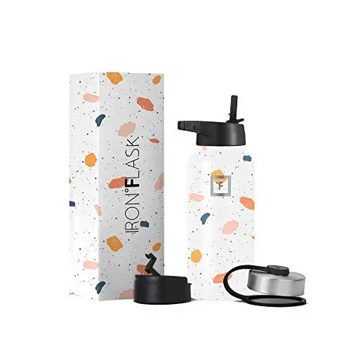 Produktbild: Edelstahl Trinkflasche mit Strohhalm - 650/950/1200/1800 ml - Kohlensäure Geeignet Auslaufsicher Doppelwandig Isoliert Thermosflasche BPA-Freie - Wasserflasche Sport Gym Fitness Reisen Kinder
