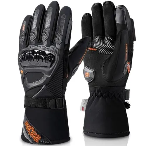 Produktbild: IRON JIA'S Winter Motorradhandschuhe, Wasserdicht Winddicht Leicht und Warm Touchscreen Handschuhe für Motorrad, Wandern und andere Outdoor-Sportarten,Mann und Frau-Schwarz-L